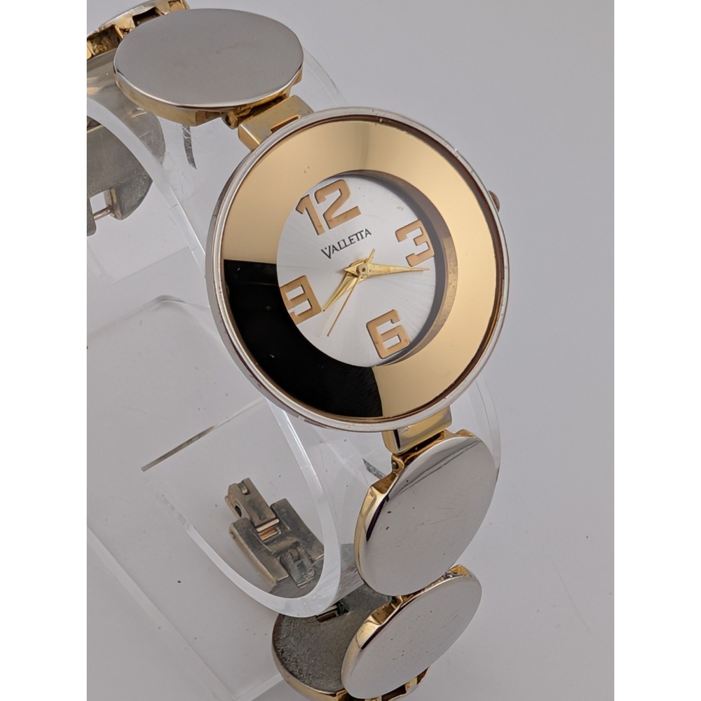 Valletta Two Tone Silver Gold Watch‎ Women 34mm Case 7" Band- New Battery